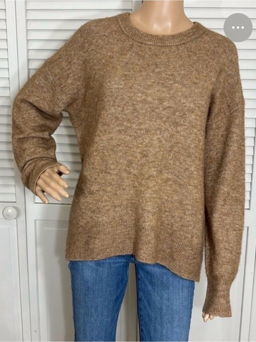 Babaton Heathered Camel Mohair Crewneck Sweater